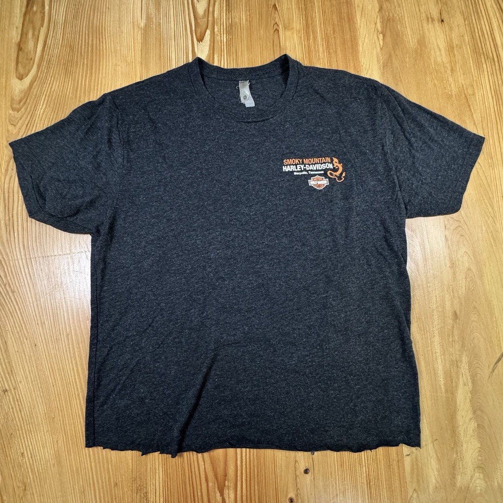 Next Level Mens L Smoky Mountain Harley-Davidson Graphic Tee Charcoal Gray TN